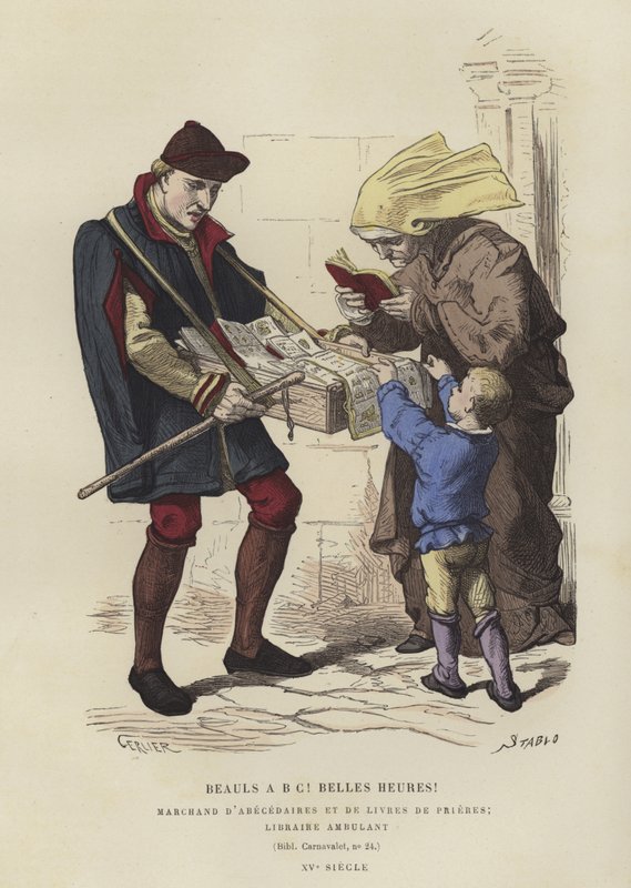 Reisender Buchhändler, 15. Jahrhundert von French School