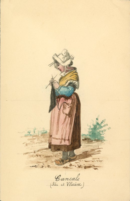 Frauentracht von Cancale, Ille-et-Vilaine (Farblithographie) von French School