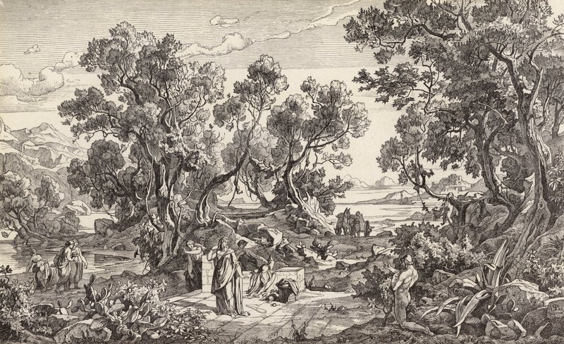 Nausikaa und Odysseus von Friedrich the Elder Preller