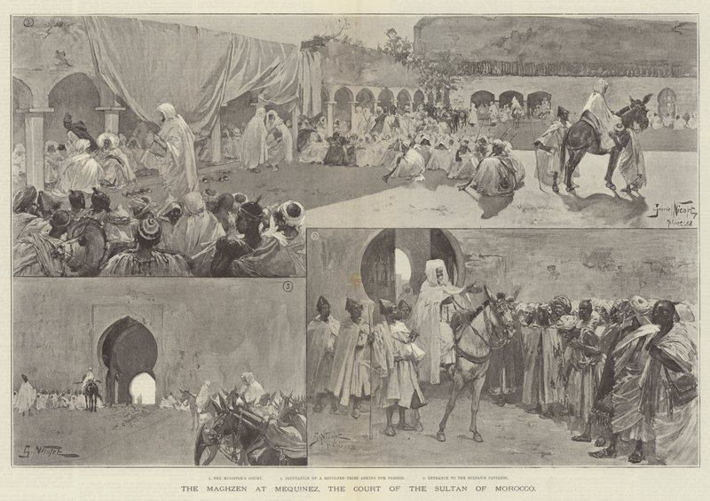 Der Maghzen in Mequinez, der Hof des Sultans von Marokko von Gabriel Nicolet