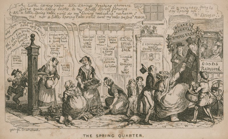 Das Frühlingsquartal; Karikatur von George Cruikshank