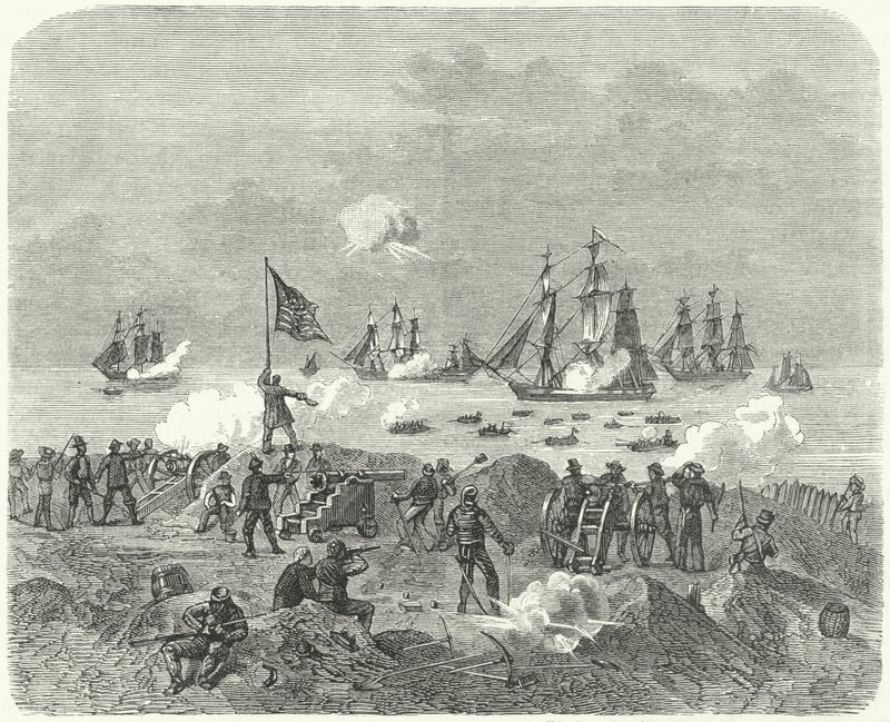 Britische Truppen versuchen eine Landung in der Chesapeake Bay, 1814 von German School