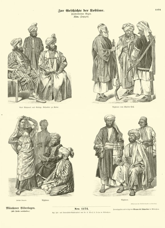 Afghanische Kostüme, 19. Jahrhundert von German School