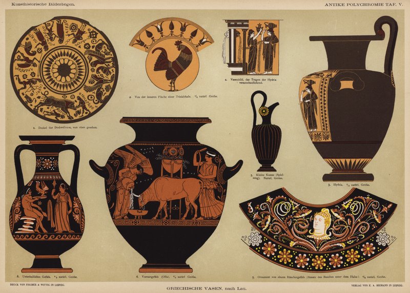 Antike griechische polychrome Vasen von German School