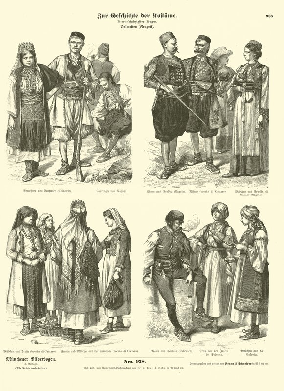 Dalmatinische Kostüme, spätes 19. Jahrhundert von German School
