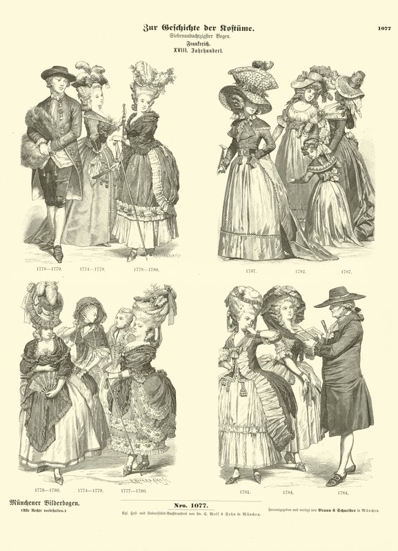Französische Kostüme, 18. Jahrhundert von German School