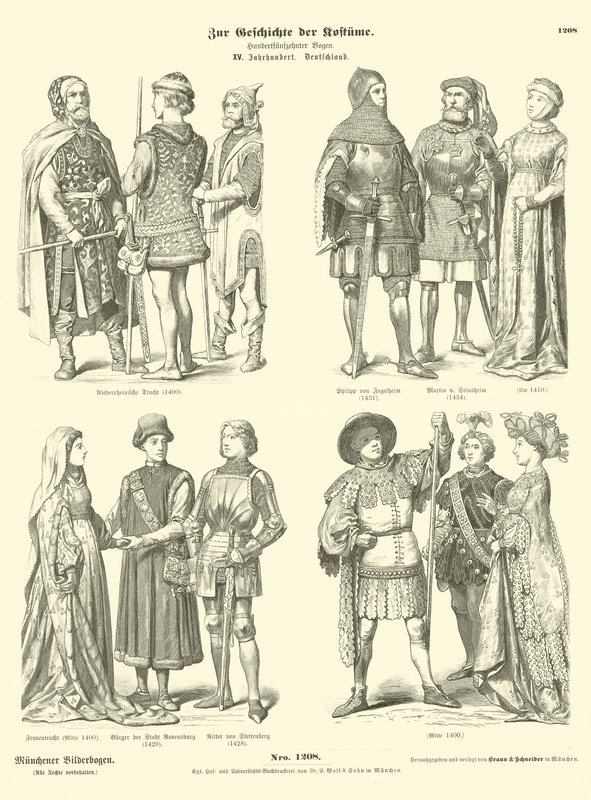 Deutsche Kostüme, 15. Jahrhundert von German School