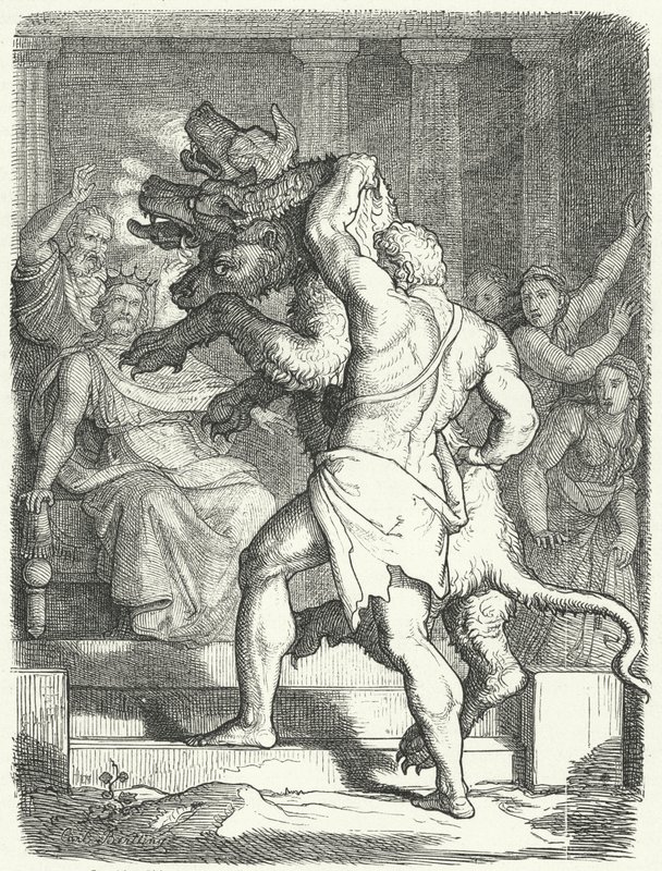 Herakles bringt Kerberos zu König Eurystheus von German School