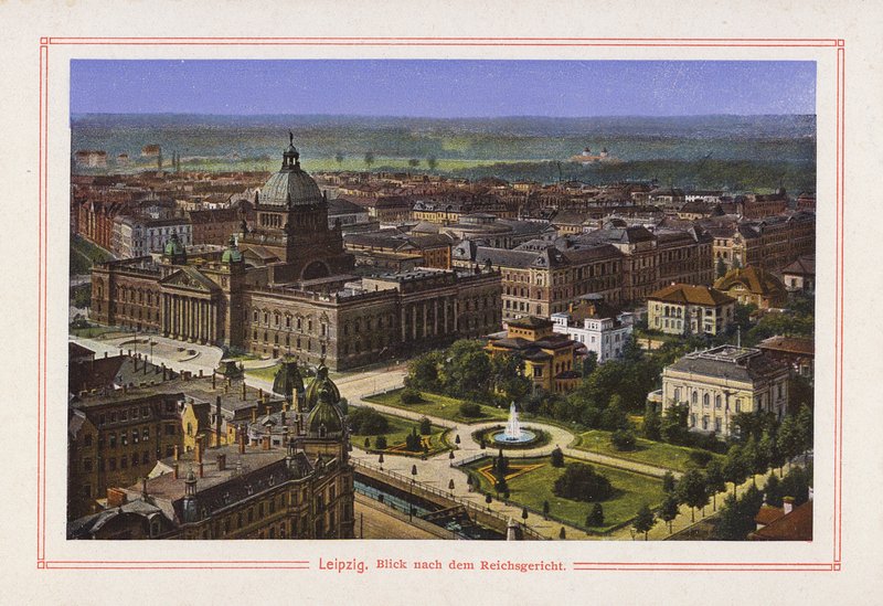 Leipzig, Blick nach dem Reichsgericht (Farblithografie) von German School