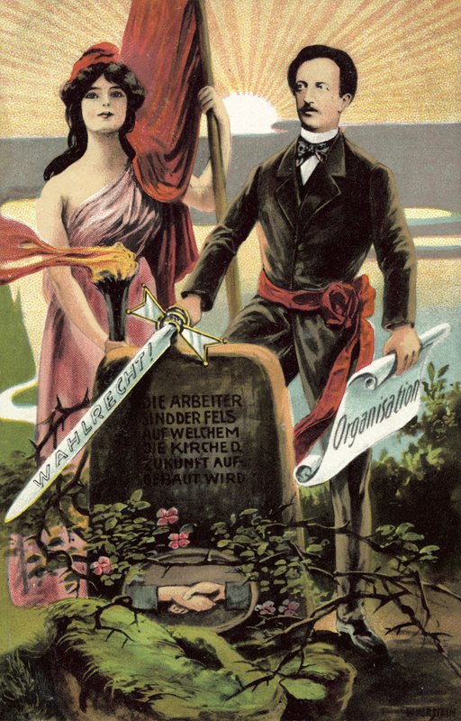 Sozialistische Propaganda-Postkarte von German School