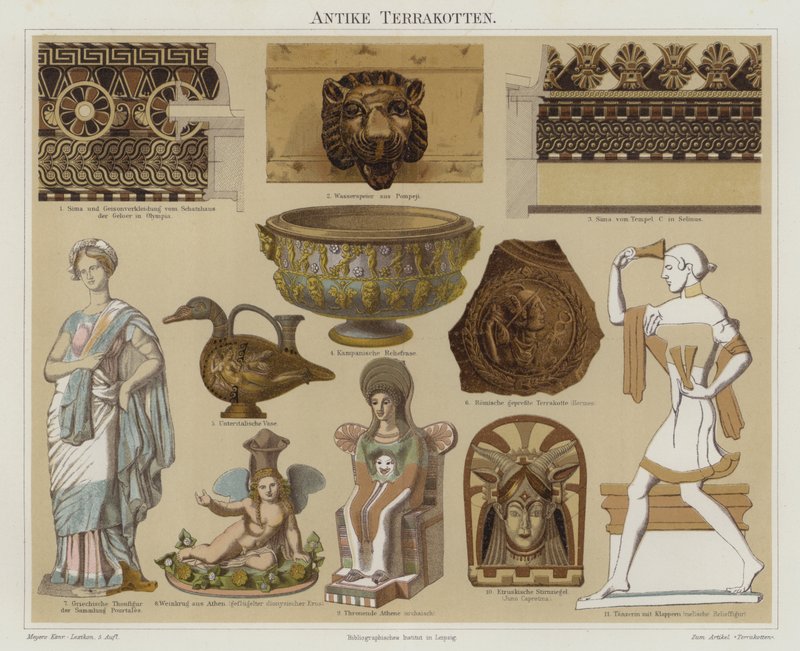 Terrakotta-Antiquitäten (Farblithografie) von German School