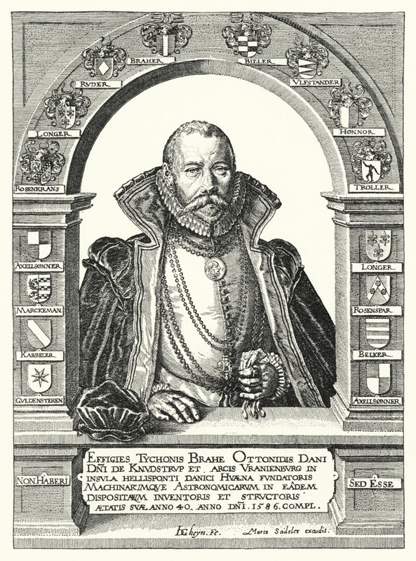 Tycho Brahe, dänischer Astronom (Gravur) von German School