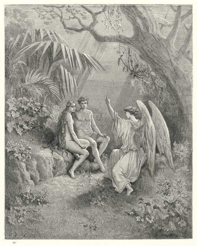 Illustration von Gustave Doré für Miltons Paradise Lost, Buch V, Zeilen 468-470 von Gustave Dore