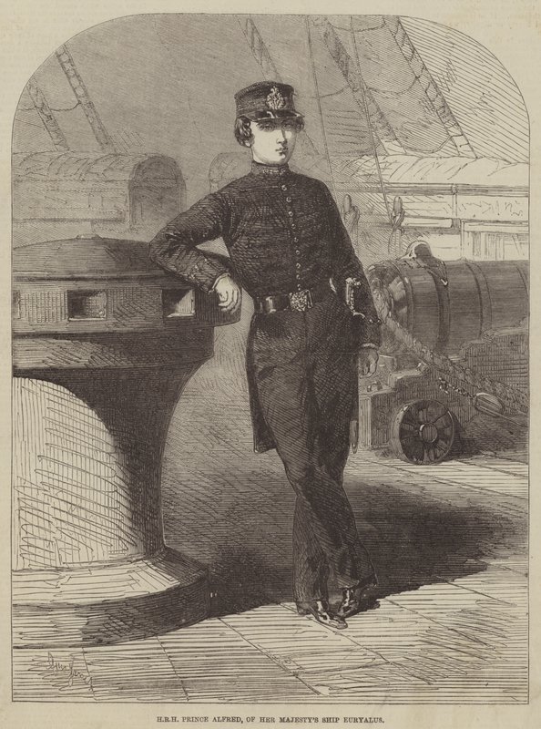 HRH Prinz Alfred, von Ihrem Majestäts Schiff Euryalus von Gustave Janet