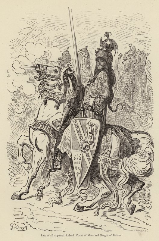 Zuletzt erschien Roland, Graf von Mans und Ritter von Blaives von Gustave after Dore