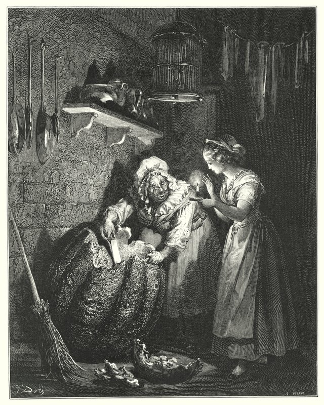 Cendrillon; Aschenputtel (Gravur) von Gustave Dore
