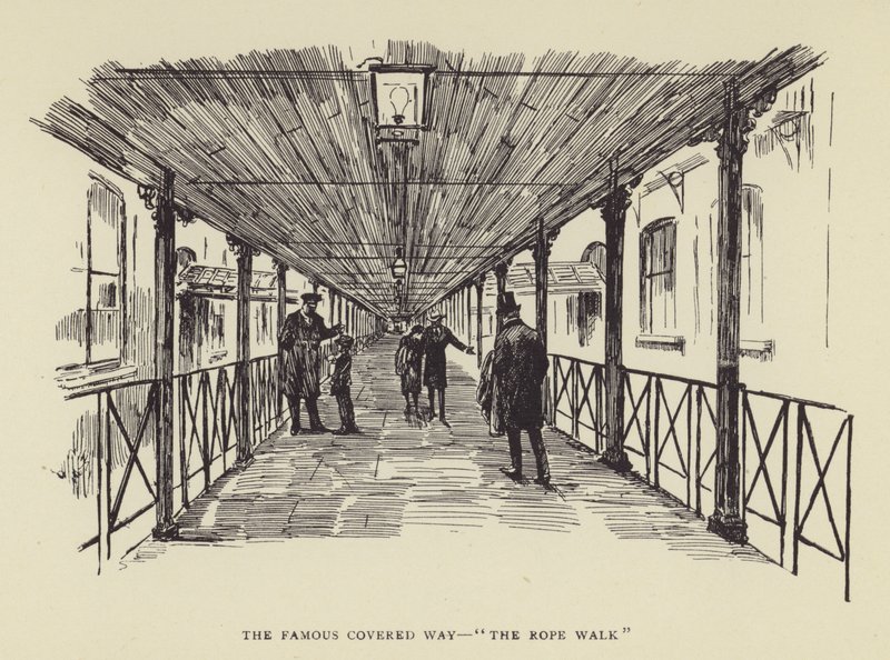 Der berühmte überdachte Weg, The Rope Walk von Harry Furniss