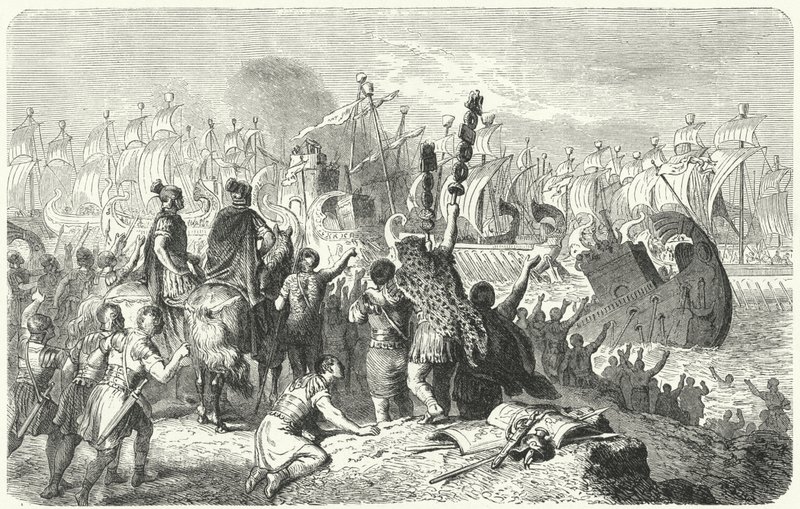 Schlacht von Actium, 31 v. Chr. (Stich) von Heinrich Leutemann