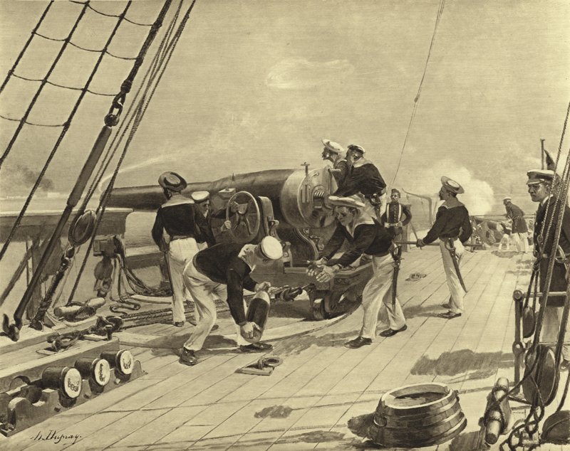 Bombardierung von Alexandria, 1882 (Gravur) von Henri Louis Dupray