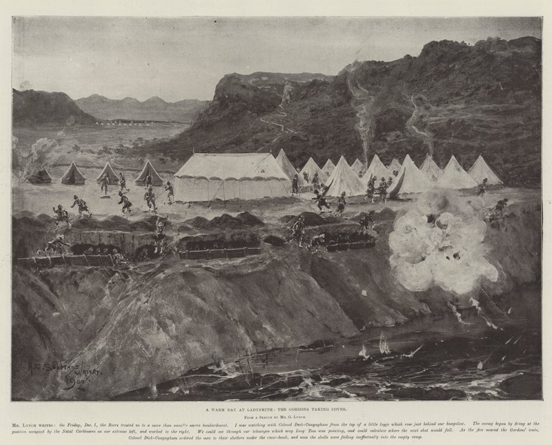 Ein warmer Tag in Ladysmith, die Gordons suchen Deckung von Henry Charles Seppings Wright