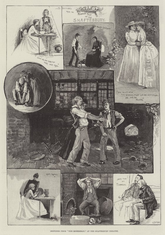 Skizzen aus The Middleman, im Shaftesbury Theatre von Henry Charles Seppings Wright