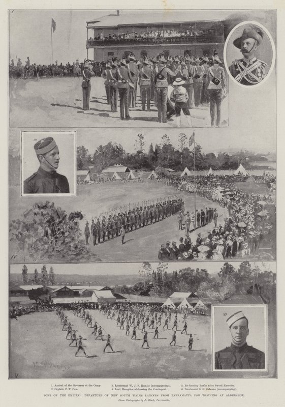 Söhne des Empire, Abreise der New South Wales Lancers von Parramatta zum Training in Aldershot von Henry Charles Seppings Wright