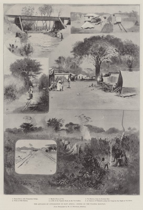 Der Vormarsch der Zivilisation in Ostafrika, Szenen auf der Uganda-Eisenbahn von Henry Charles Seppings Wright