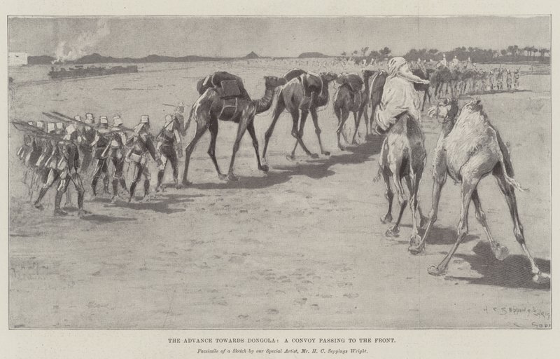Der Vormarsch nach Dongola, ein Konvoi auf dem Weg zur Front von Henry Charles Seppings Wright
