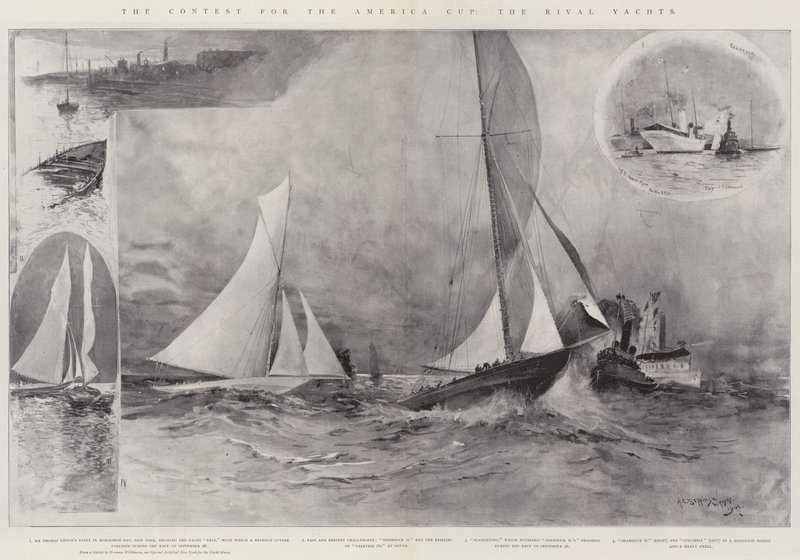 Der Wettkampf um den America Cup, die rivalisierenden Yachten von Henry Charles Seppings Wright