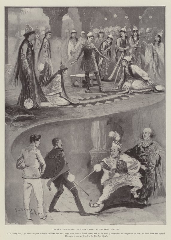 Die neue komische Oper, Der Glücksstern, im Savoy Theatre von Henry Charles Seppings Wright