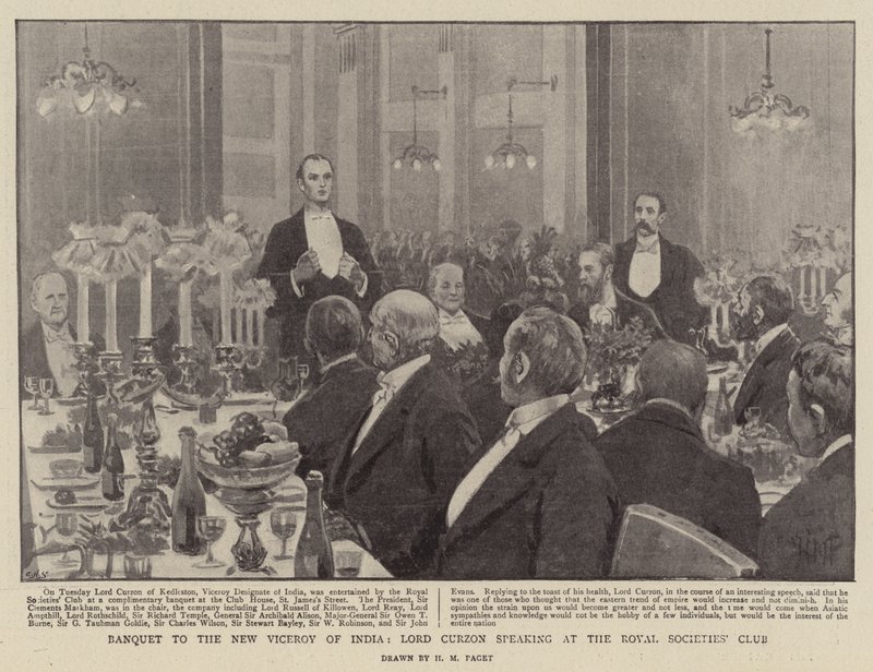 Bankett für den neuen Vizekönig von Indien, Lord Curzon spricht im Royal Societies