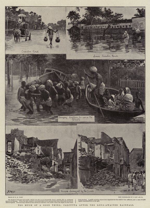 Zu viel des Guten, Kalkutta nach dem lang ersehnten Regen von Henry Marriott Paget