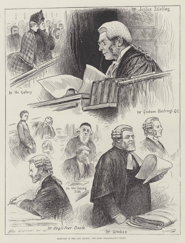 Skizzen in den Gerichten, der Gerichtshof des Lordkanzlers von Henry Stephen Ludlow