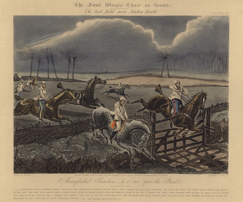 Das erste Steeplechase auf Rekord, 1839 von Henry Thomas Alken