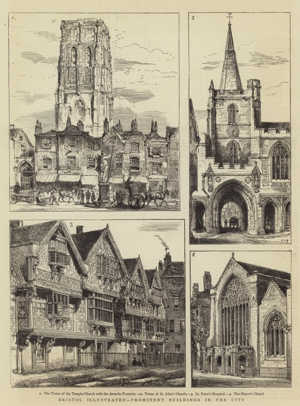 Bristol illustriert, prominente Gebäude in der Stadt von Henry William Brewer