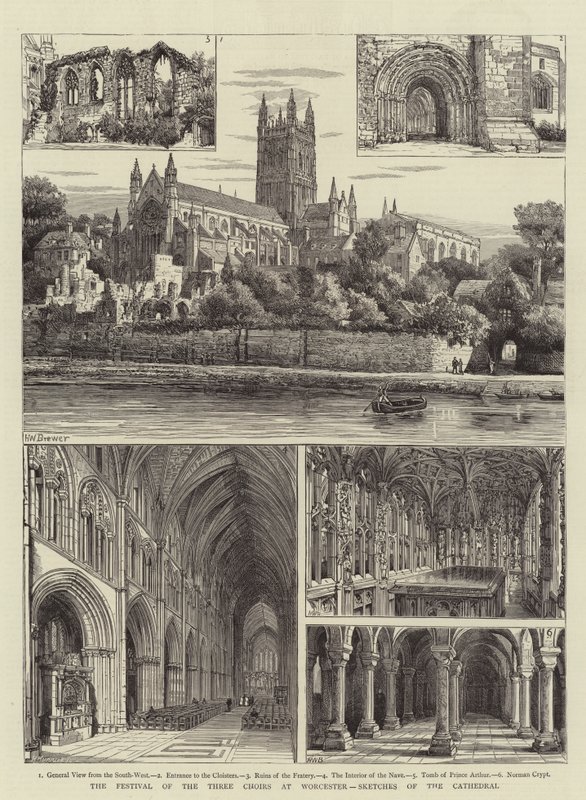 Das Festival der drei Chöre in Worcester, Skizzen der Kathedrale von Henry William Brewer