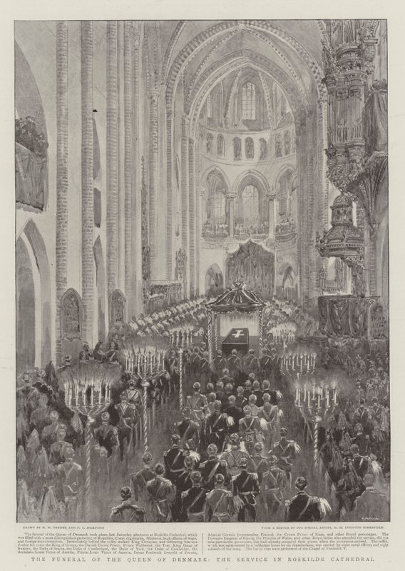 Das Begräbnis der Königin von Dänemark, der Gottesdienst im Dom von Roskilde von Henry William Brewer
