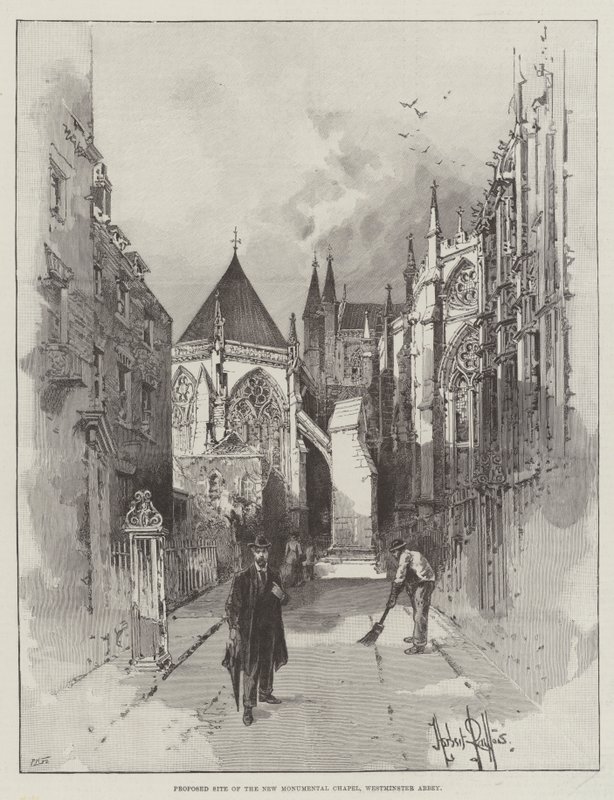 Vorgeschlagener Standort der neuen monumentalen Kapelle, Westminster Abbey von Herbert Railton