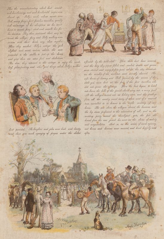 Die Lieben und Eifersüchteleien zweier fröhlicher Postjungen (Chromolithografie) von Hugh Thomson