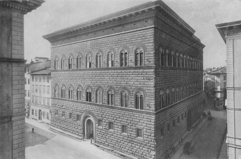Florenz, Palazzo Strozzi (s/w Foto) von Italian Photographer