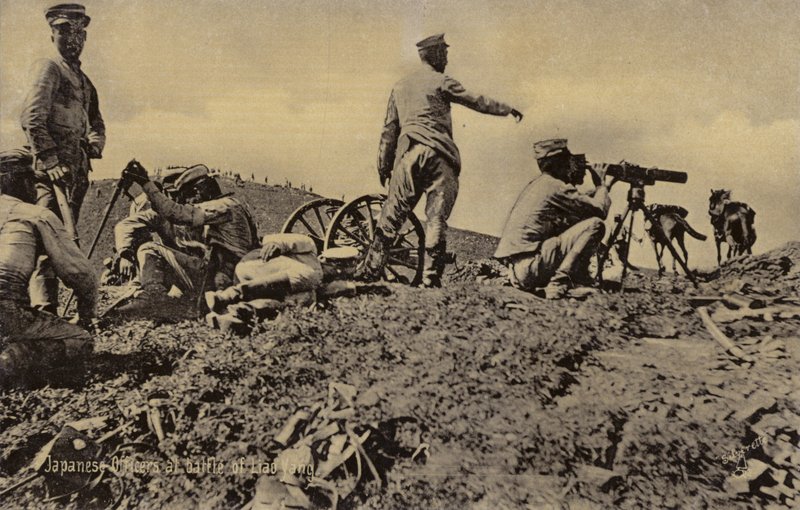 Japanische Offiziere in der Schlacht von Liaoyang von Japanese Photographer