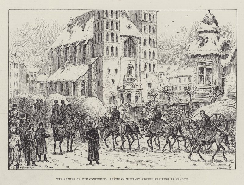 Die Armeen des Kontinents, österreichische Militärlager treffen in Krakau ein von Johann Nepomuk Schonberg