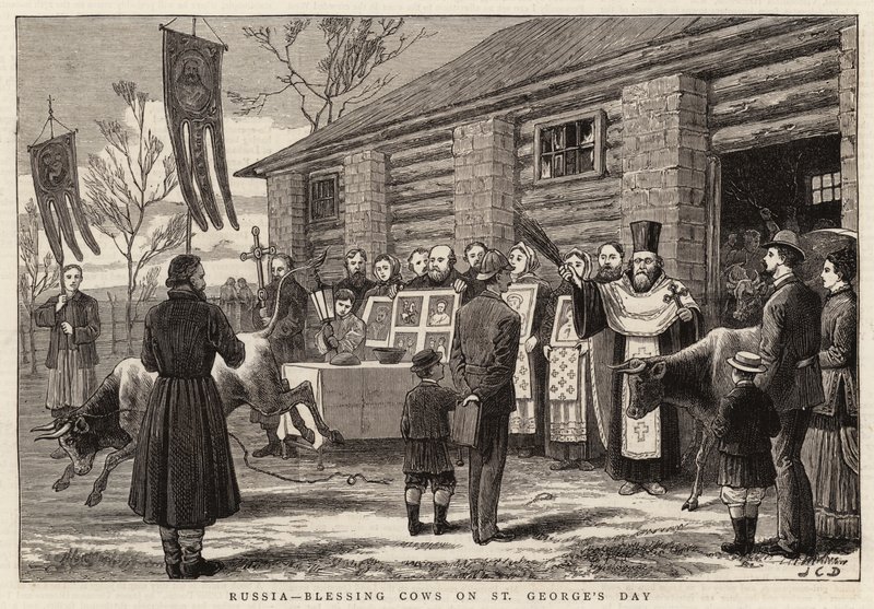 Russland, Segnung der Kühe am Georgstag von John Charles Dollman