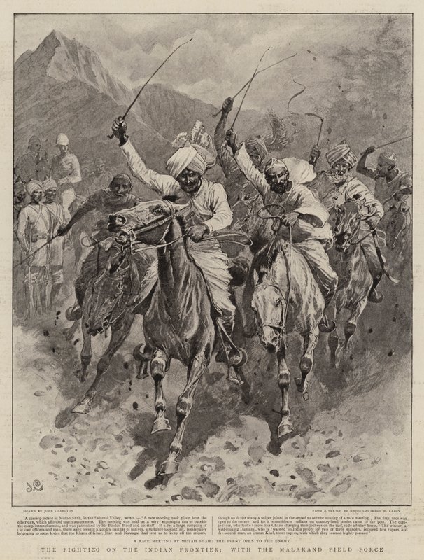 Die Kämpfe an der indischen Grenze, mit der Malakand Feldtruppe von John Charlton
