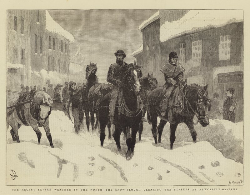 Das jüngste schwere Wetter im Norden, der Schneepflug räumt die Straßen in Newcastle-on-Tyne von John Charlton
