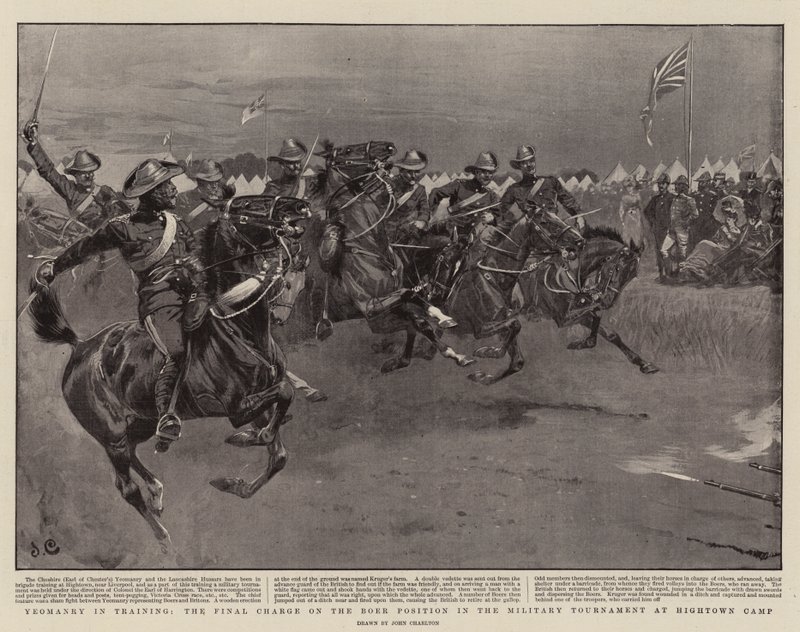 Yeomanry im Training, der letzte Angriff auf die Burenstellung im Militärturnier im Hightown Camp von John Charlton