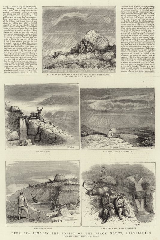 Hirschjagd im Wald des Black Mount, Argyllshire von John Guille Millais