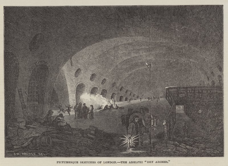 Malerische Skizzen von London, Die Adelphi-Trockenbögen von John Wykeham Archer