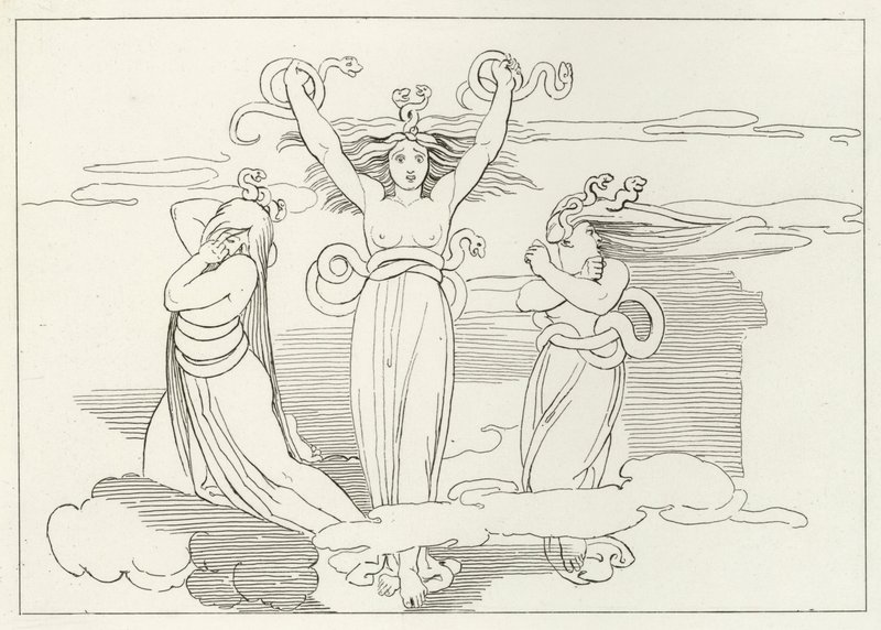 Die Furien, Inferno, Gesang 9 (Gravur) von John (after) Flaxman