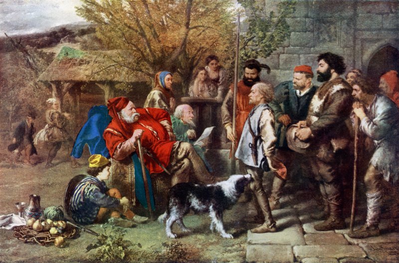 Sir John Falstaff inspiziert sein zerlumptes Regiment von John Gilbert